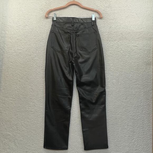 Abercrombie & Fitch Pants Womens 25 Black Vegan Leather Ankle Straight High Rise - Picture 2 of 10